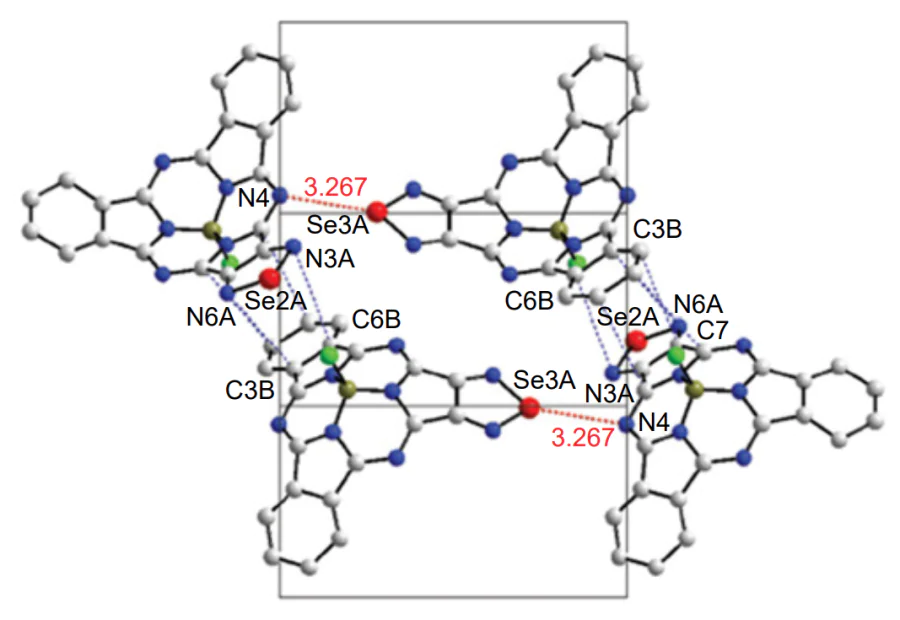 Molecular structure and packing of 1,2,5-selenadiazolodibenzosubporphyrazine sPz25 (CCDC 1971769)[1850].