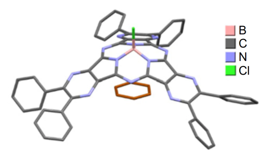 Molecular structure of the benzene solvate of sPz4 (Cambridge Crystallographic Data Centre (CCDC), no. 1589460).