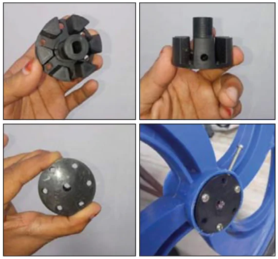 3D-printed ABS wheel hub and wheel assembly.187 © AIP Publishing, 2021.