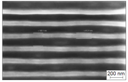 SEM image of lithography with 50 nm resolution.137 ©SPIE Proceedings, 2009.