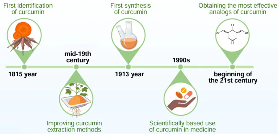 Key events in the history of curcumin research