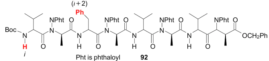 An example of a model pseudo peptide illustrating the possibility of structuring such compounds through NH...π interactions. The figure was created by the authors using data of Ref. 129