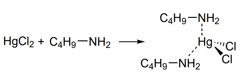 Formation of n-butylamine complex with mercury chloride[289].