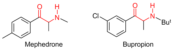 Examples of commercial α-amino carbonyl-containing drugs