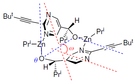 Characteristic conformational parameters of a macrocycle: ω (an angle between the planes of pyrimidinyl rings) and θ (a dihedral angle between two Zn – O bonds of the macrocycle).59 Copyright American Chemical Society 2012.