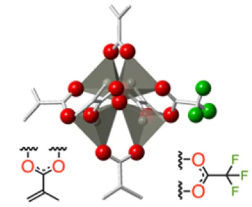 Structure of the Zn(МMA)4(TFA) oxo cluster.215 © SPIE Proceedings, 2019.