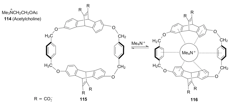 Synthetic receptor 115 which efficiently encapsulates acetylcholine 114. The figure was created by the authors using data of Ref. 178.