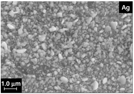 Characteristic appearance of silver nanodeposits obtained by PLD and LCLD methods. Their porosity and highly extensive surface are due to the large number of intergrain voids (photo from the authors’ archive).