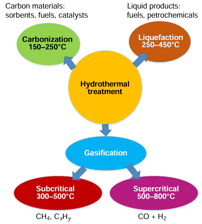 Processes implied by the term ‘hydrothermal treatment’