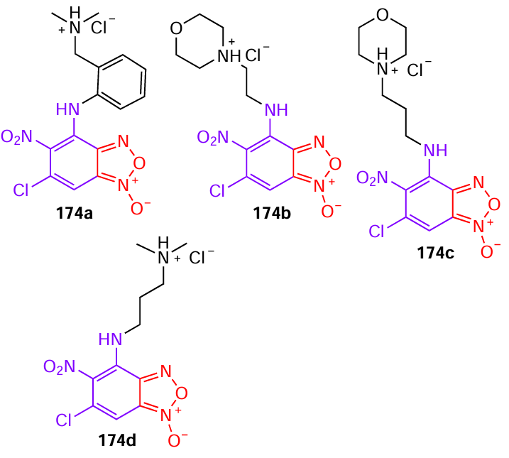 Structures of benzofuroxan salts 174 possessing growth-regulating activity.112