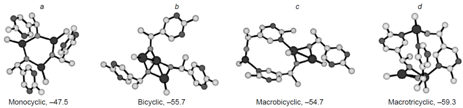 Calculated structures and relative energies of formation (kJ mol–1) of trimeric alkoxides.51 Сopyright National Academy of Sciences 2004.