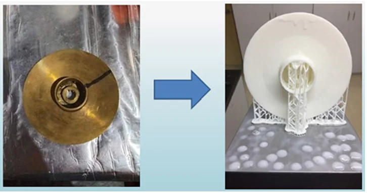 Metal impeller of a solar-powered pump and its plastic counterpart made using 3D printing.188 © De Gruyter, 2021.